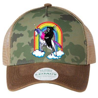 Grim Reaper Skull Riding An Unicorn Death Unicorn Halloween Gift Legacy Tie Dye Trucker Hat