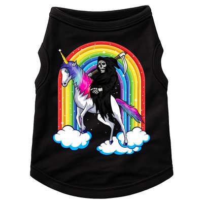 Grim Reaper Skull Riding An Unicorn Death Unicorn Halloween Gift Doggie Tank
