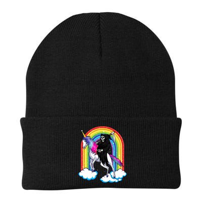Grim Reaper Skull Riding An Unicorn Death Unicorn Halloween Gift Beanie