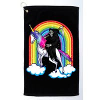 Grim Reaper Skull Riding An Unicorn Death Unicorn Halloween Gift Golf Towel