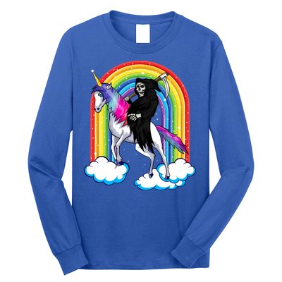 Grim Reaper Skull Riding An Unicorn Death Unicorn Halloween Gift Long Sleeve Shirt