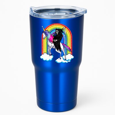 Grim Reaper Skull Riding An Unicorn Death Unicorn Halloween Gift Tumbler