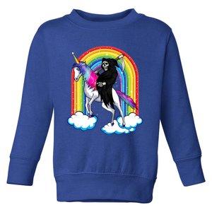 Grim Reaper Skull Riding An Unicorn Death Unicorn Halloween Gift Toddler Sweatshirt