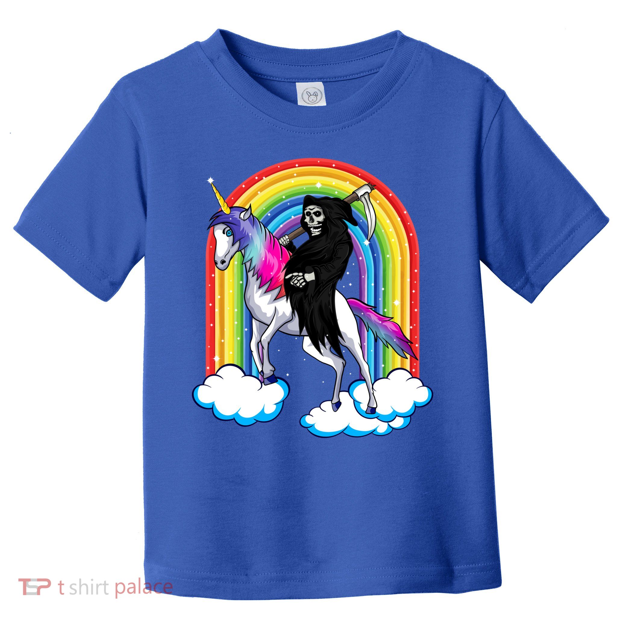 Grim Reaper Skull Riding An Unicorn Death Unicorn Halloween Gift Toddler T-Shirt