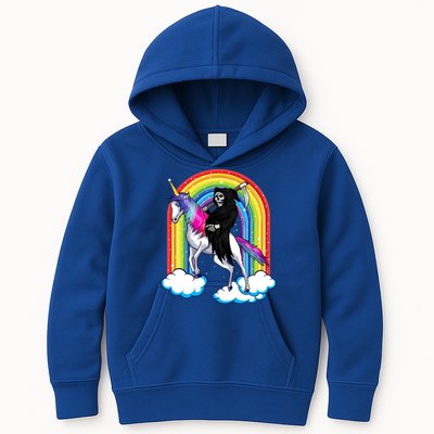 Grim Reaper Skull Riding An Unicorn Death Unicorn Halloween Gift Kids Hoodie