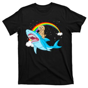 Goldendoodle Riding Shark T-Shirt