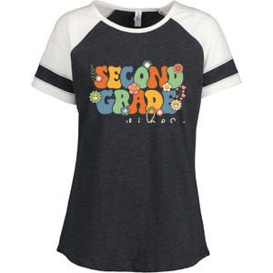 Groovy Retro Second Grade Vibes First Day Back To School Meaningful Gift Enza Ladies Jersey Colorblock Tee