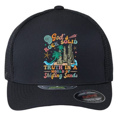 GodS Rocks Solid Breaker Rock Beach Vbs 2025 Christian Gift Flexfit Unipanel Trucker Cap