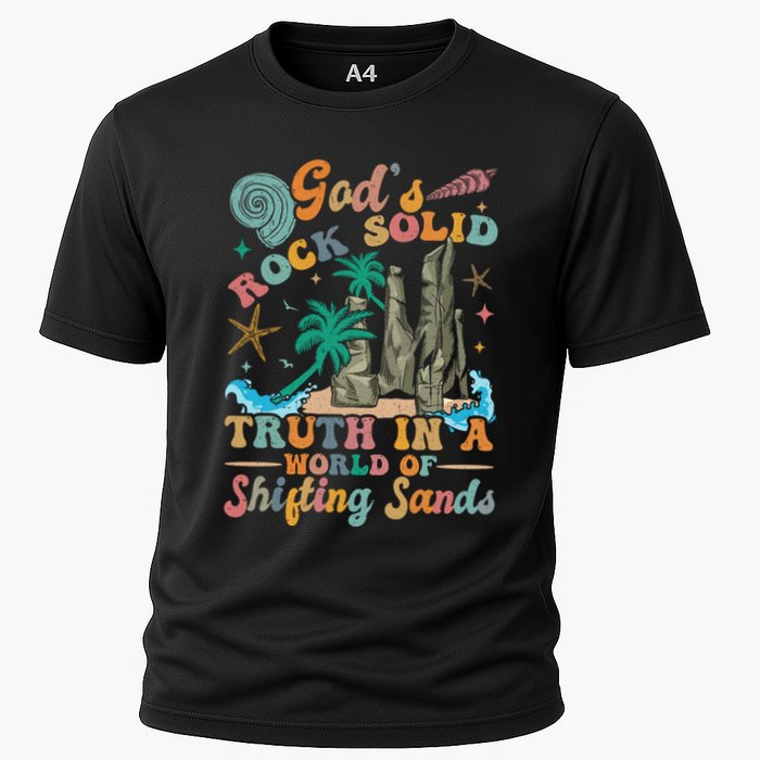 GodS Rocks Solid Breaker Rock Beach Vbs 2025 Christian Gift Cooling Performance Crew T-Shirt