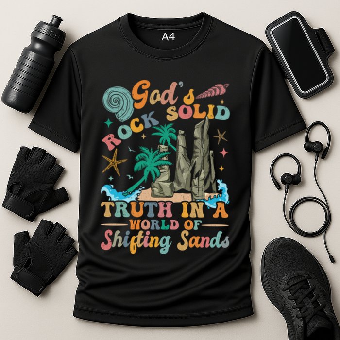 GodS Rocks Solid Breaker Rock Beach Vbs 2025 Christian Gift Cooling Performance Crew T-Shirt
