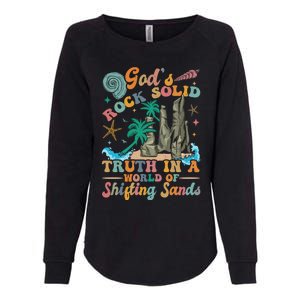 GodS Rocks Solid Breaker Rock Beach Vbs 2025 Christian Gift Womens California Wash Sweatshirt