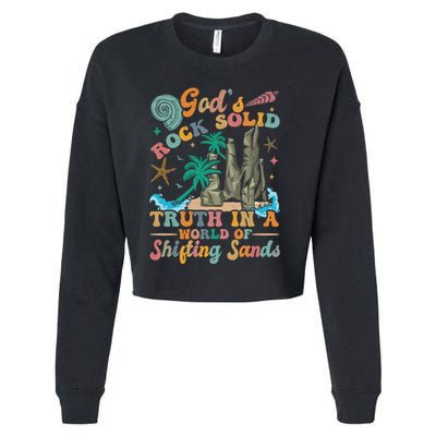 GodS Rocks Solid Breaker Rock Beach Vbs 2025 Christian Gift Cropped Pullover Crew