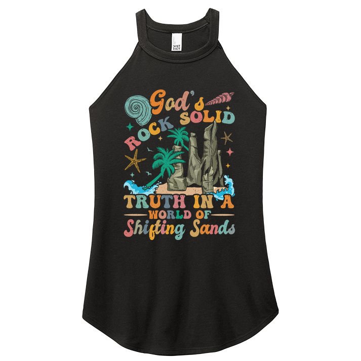GodS Rocks Solid Breaker Rock Beach Vbs 2025 Christian Gift Women's Perfect Tri Rocker Tank