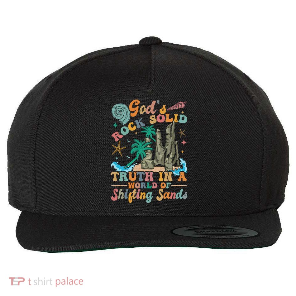 GodS Rocks Solid Breaker Rock Beach Vbs 2025 Christian Gift Wool Snapback Cap