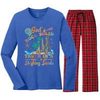 GodS Rocks Solid Breaker Rock Beach Vbs 2025 Christian Gift Women's Long Sleeve Flannel Pajama Set 