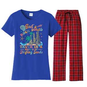 GodS Rocks Solid Breaker Rock Beach Vbs 2025 Christian Gift Women's Flannel Pajama Set