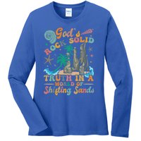 GodS Rocks Solid Breaker Rock Beach Vbs 2025 Christian Gift Ladies Long Sleeve Shirt