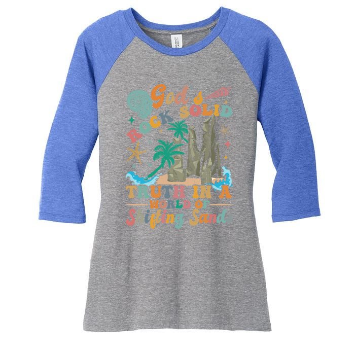 GodS Rocks Solid Breaker Rock Beach Vbs 2025 Christian Gift Women's Tri-Blend 3/4-Sleeve Raglan Shirt