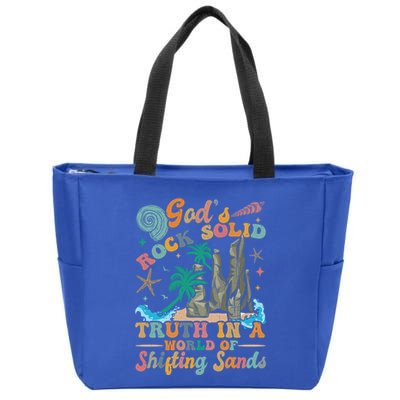 GodS Rocks Solid Breaker Rock Beach Vbs 2025 Christian Gift Zip Tote Bag