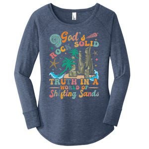 GodS Rocks Solid Breaker Rock Beach Vbs 2025 Christian Gift Women's Perfect Tri Tunic Long Sleeve Shirt