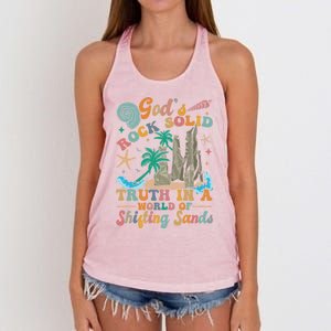 GodS Rocks Solid Breaker Rock Beach Vbs 2025 Christian Gift Women's Knotted Racerback Tank