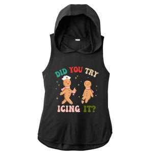 Groovy Retro School Nurse Christmas Did You Try Icing It Ladies PosiCharge Tri-Blend Wicking Draft Hoodie Tank