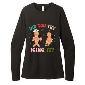 Groovy Retro School Nurse Christmas Did You Try Icing It Womens CVC Long Sleeve Shirt