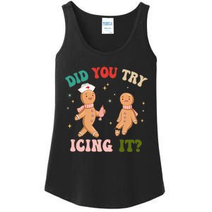 Groovy Retro School Nurse Christmas Did You Try Icing It Ladies Essential Tank