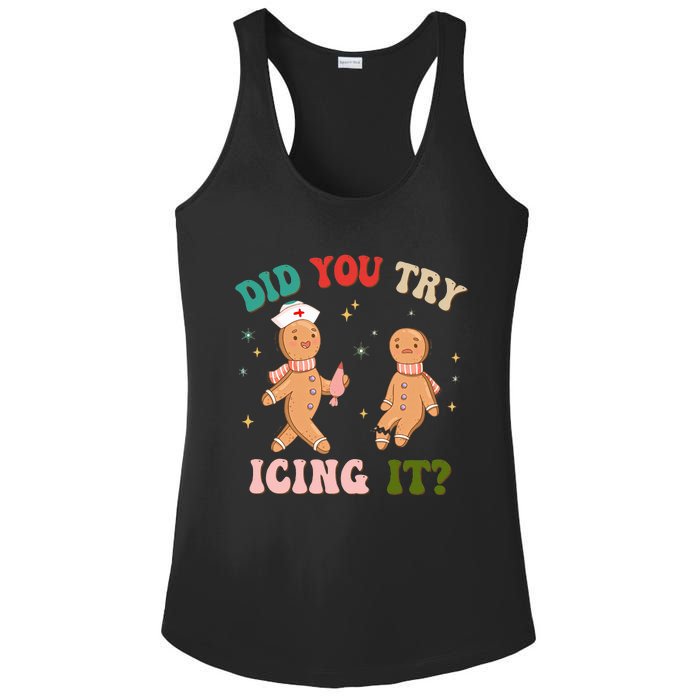 Groovy Retro School Nurse Christmas Did You Try Icing It Ladies PosiCharge Competitor Racerback Tank