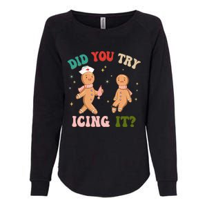 Groovy Retro School Nurse Christmas Did You Try Icing It Womens California Wash Sweatshirt