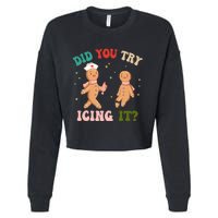 Groovy Retro School Nurse Christmas Did You Try Icing It Cropped Pullover Crew