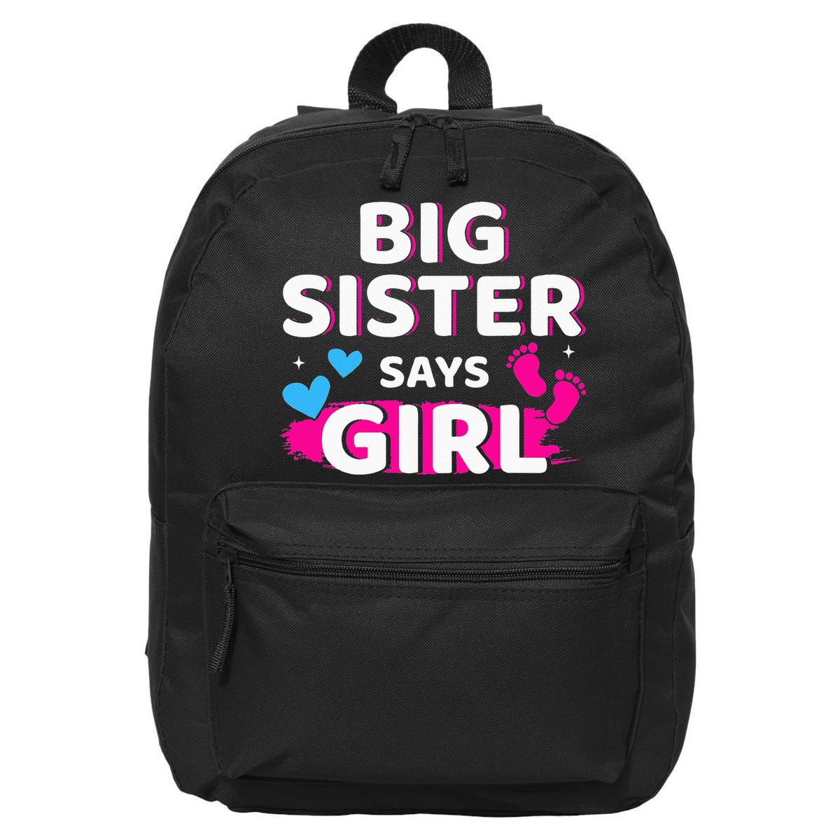 Gender reveal sister says matching baby party 16 in Basic Backpack
