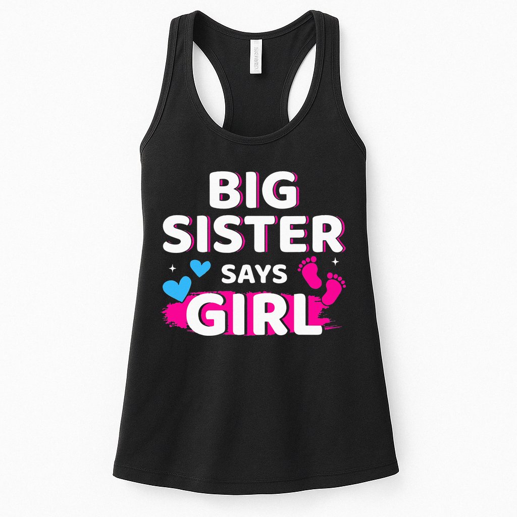 Gender reveal sister says matching baby party Womens Tank Top