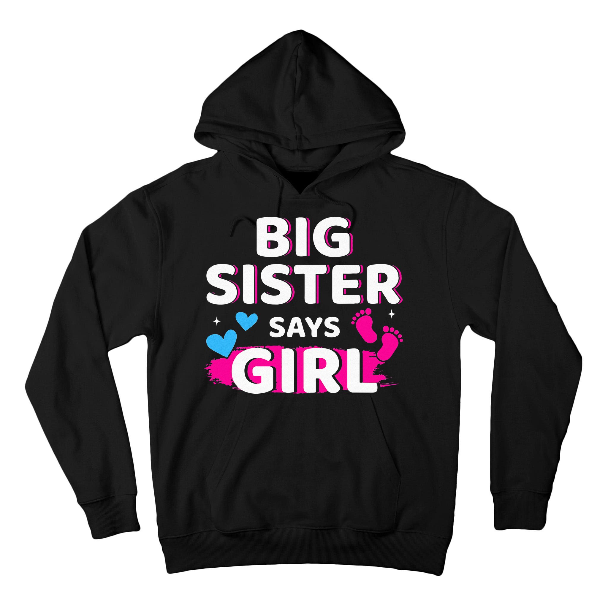 Gender reveal sister says matching baby party Tall Hoodie
