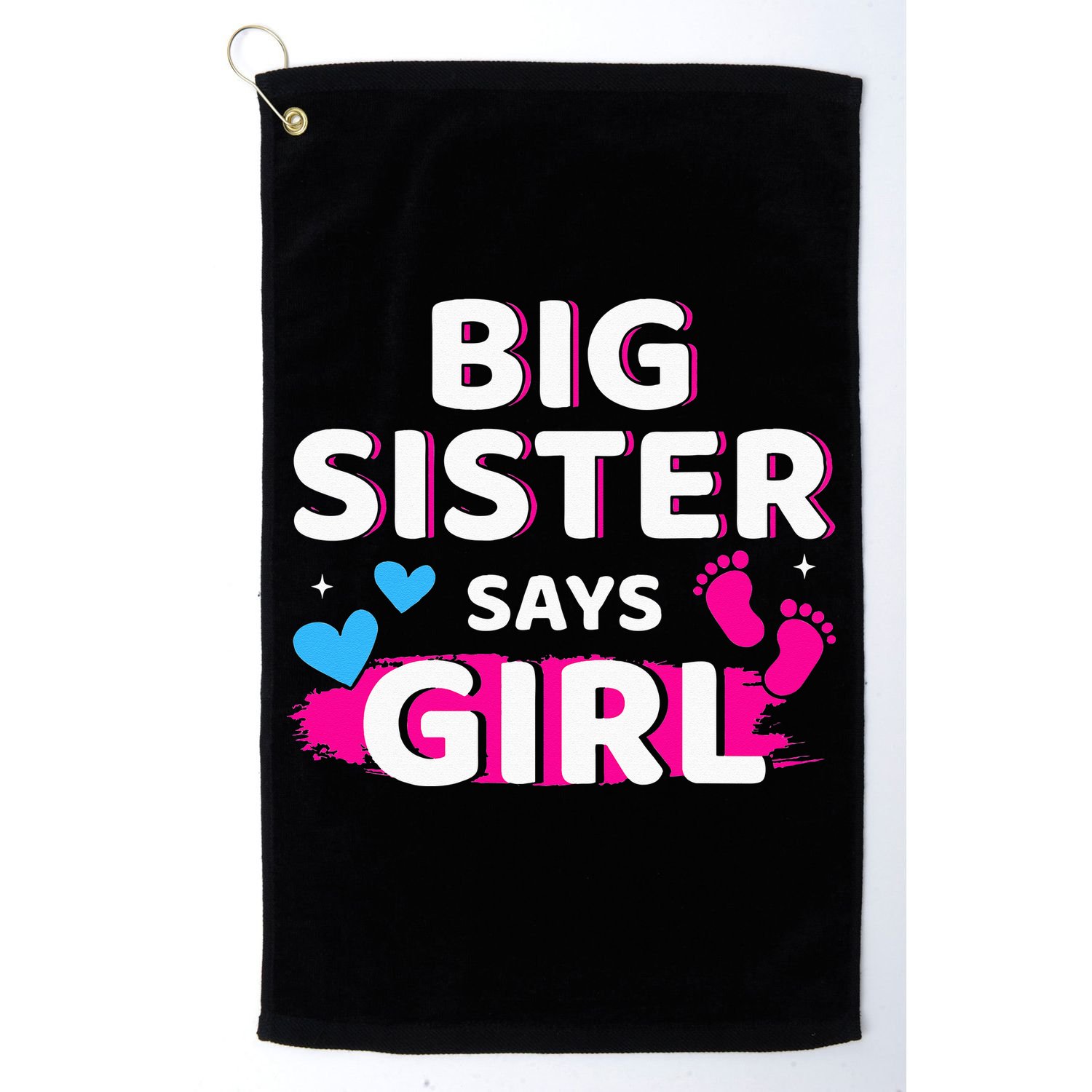 Gender reveal sister says matching baby party Golf Towel