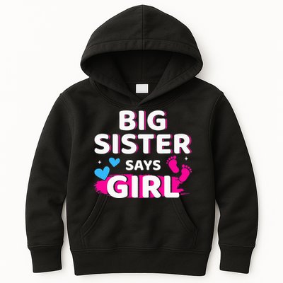 Gender reveal sister says matching baby party Kids Hoodie