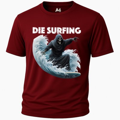 Grim Reaper Surfing Die Surfing (White Lettering) Performance Shirt