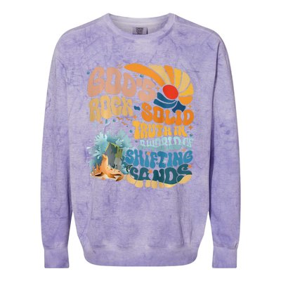 GodS Rock Solid Breaker Rock Beach Vbs 2024 Christian Colorblast Crewneck Sweatshirt