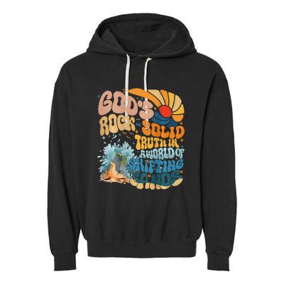 GodS Rock Solid Breaker Rock Beach Vbs 2024 Christian Garment-Dyed Fleece Hoodie