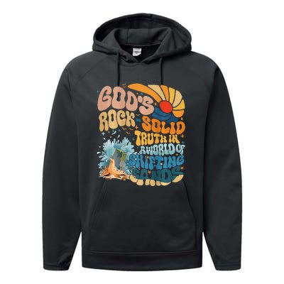 GodS Rock Solid Breaker Rock Beach Vbs 2024 Christian Performance Fleece Hoodie