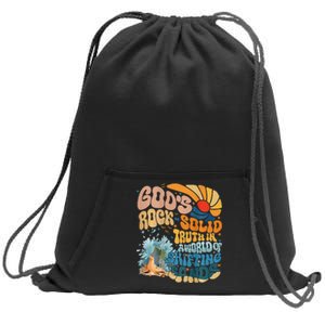 GodS Rock Solid Breaker Rock Beach Vbs 2024 Christian Sweatshirt Cinch Pack Bag