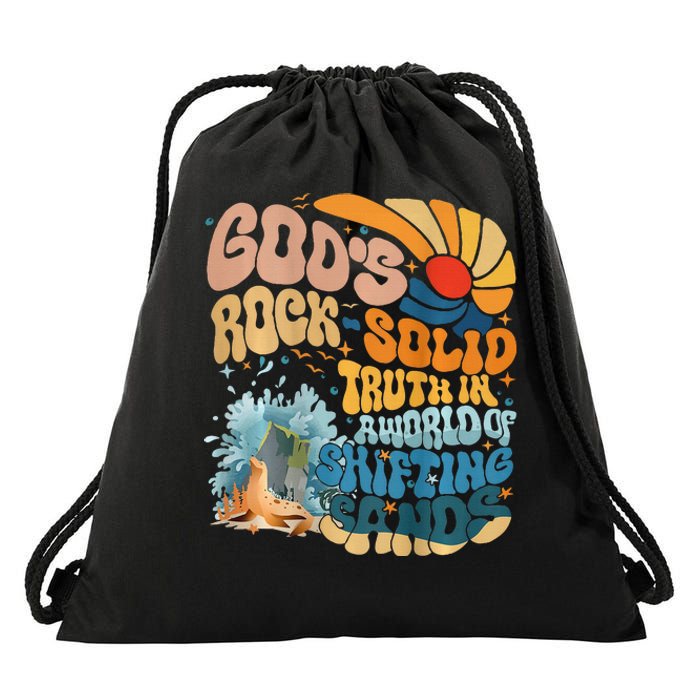 GodS Rock Solid Breaker Rock Beach Vbs 2024 Christian Drawstring Bag