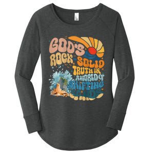 GodS Rock Solid Breaker Rock Beach Vbs 2024 Christian Women's Perfect Tri Tunic Long Sleeve Shirt