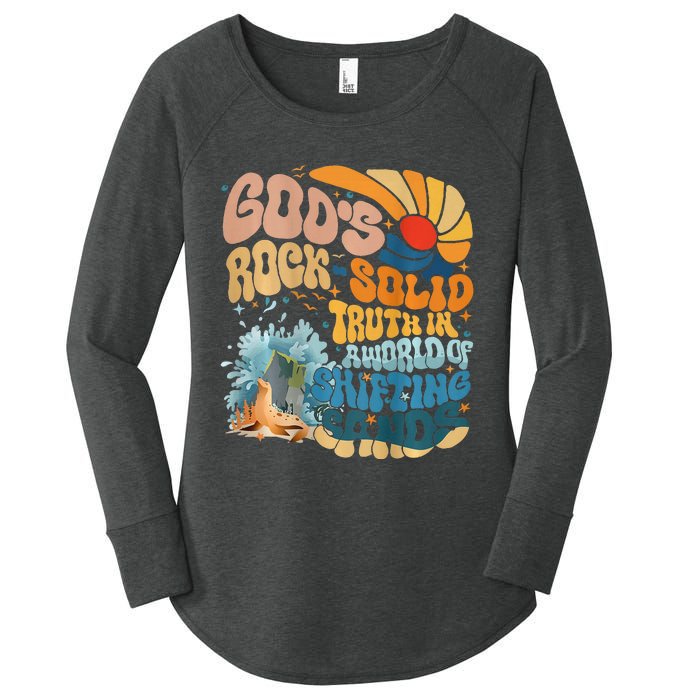 GodS Rock Solid Breaker Rock Beach Vbs 2024 Christian Women's Perfect Tri Tunic Long Sleeve Shirt