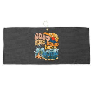 GodS Rock Solid Breaker Rock Beach Vbs 2024 Christian Large Microfiber Waffle Golf Towel