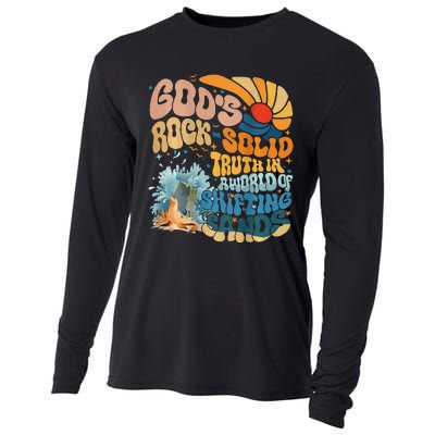 GodS Rock Solid Breaker Rock Beach Vbs 2024 Christian Cooling Performance Long Sleeve Crew