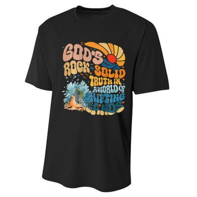 GodS Rock Solid Breaker Rock Beach Vbs 2024 Christian Performance Sprint T-Shirt