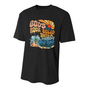 GodS Rock Solid Breaker Rock Beach Vbs 2024 Christian Youth Performance Sprint T-Shirt