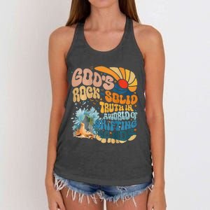 GodS Rock Solid Breaker Rock Beach Vbs 2024 Christian Women's Knotted Racerback Tank