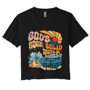 GodS Rock Solid Breaker Rock Beach Vbs 2024 Christian Women's Crop Top Tee